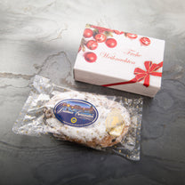 Original Dresdner Christstollen® (500g) in "Frohe Weihnachten" Geschenkbox