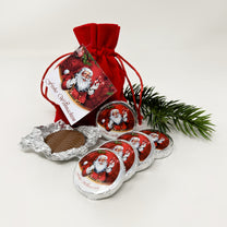 Santa Säckchen mit Schokotalern aus Vollmilchschokolade