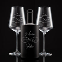 Geschenkset: Gin Flasche mit zwei Gläsern (personalisiert durch Gravur)
