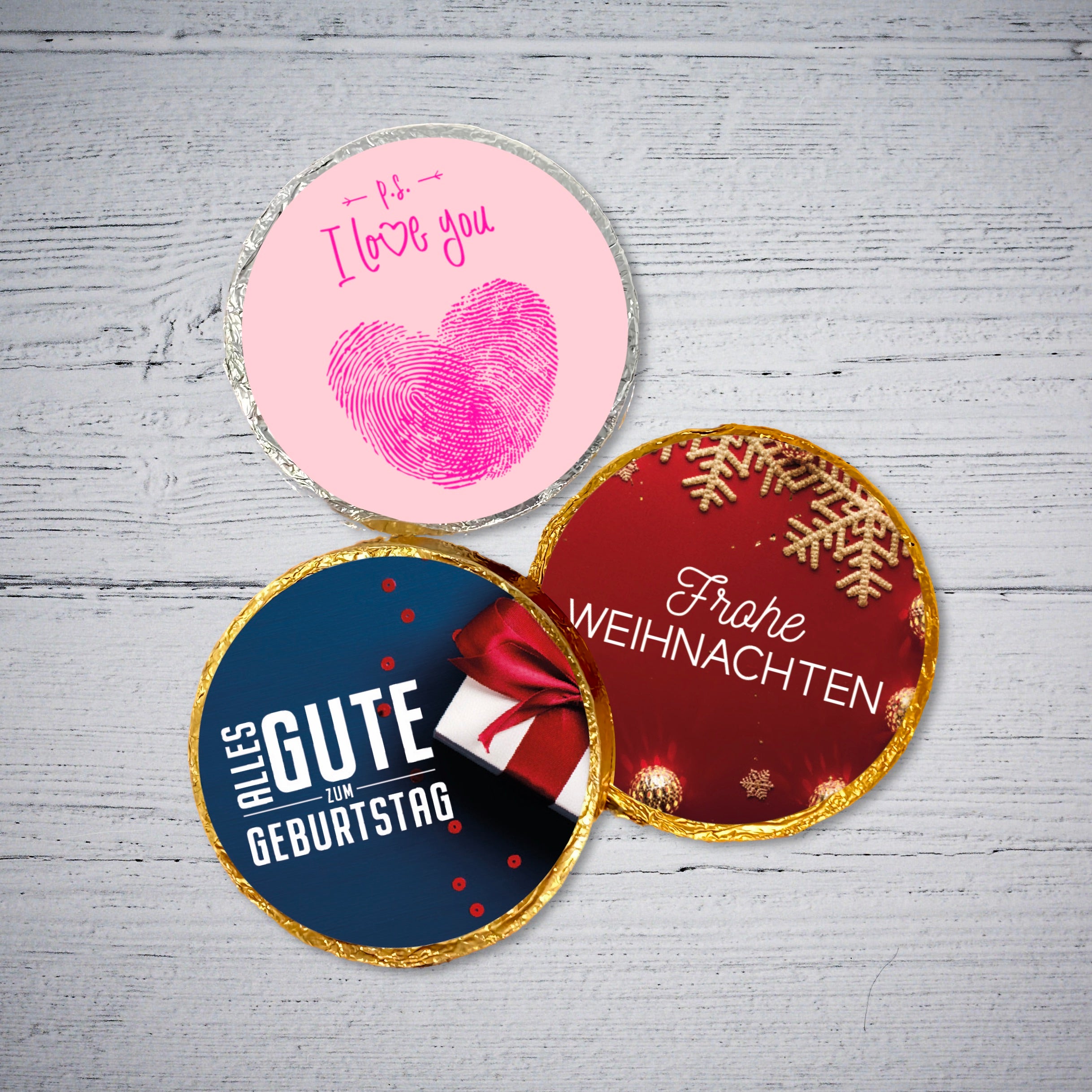 Personalisierte Schokotaler (gold / silber) online bestellen
