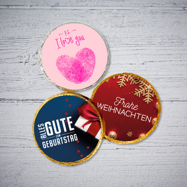 Personalisierte Schokotaler (gold / silber)