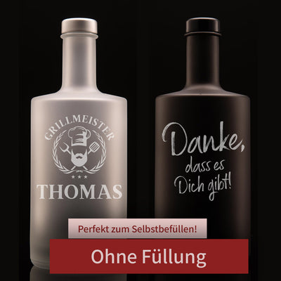 Personalisierte Glasflasche mit Gravur