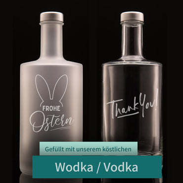 Wodka Flasche personalisiert mit Lasergravur